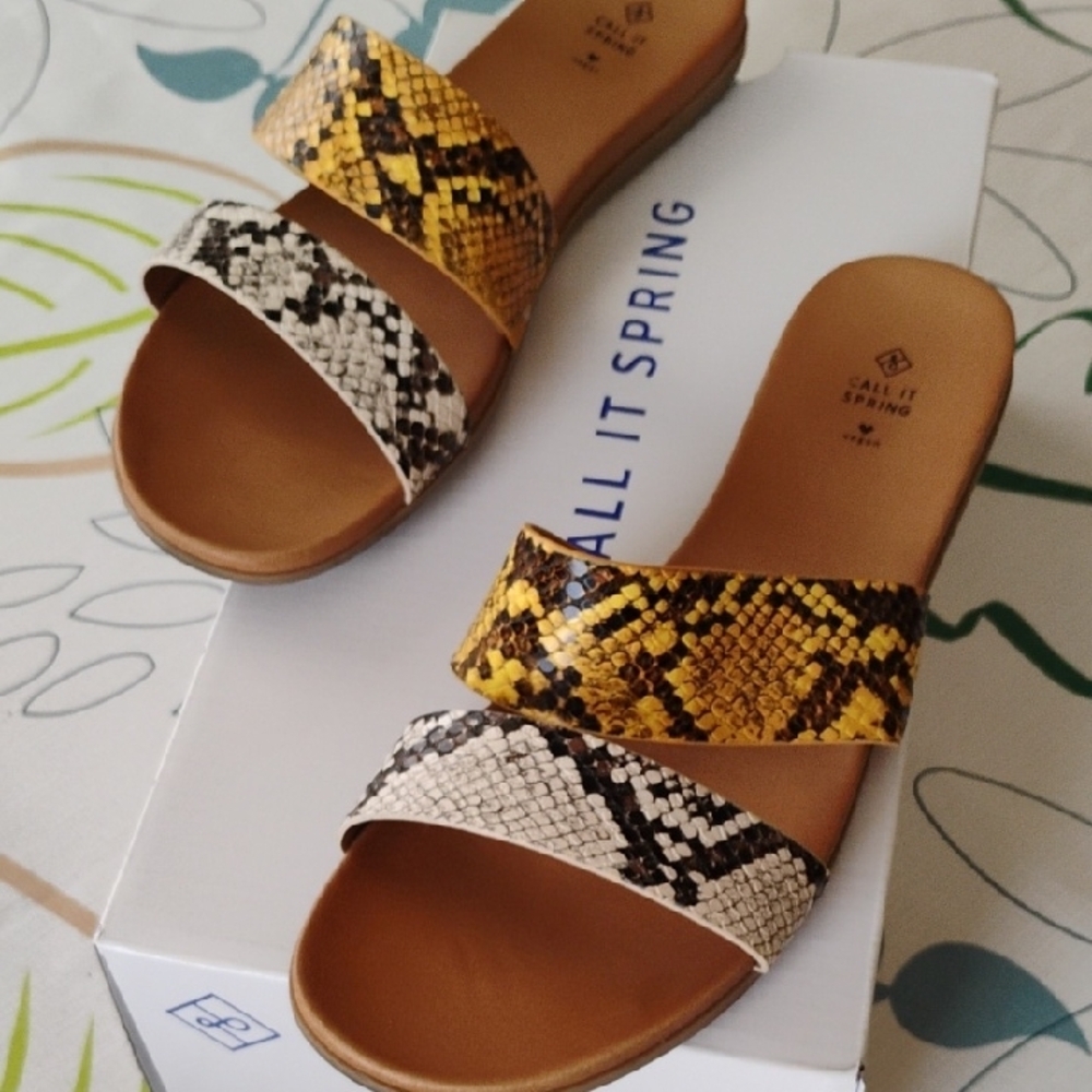 Call It Spring Women's Yellow and Brown Sandals